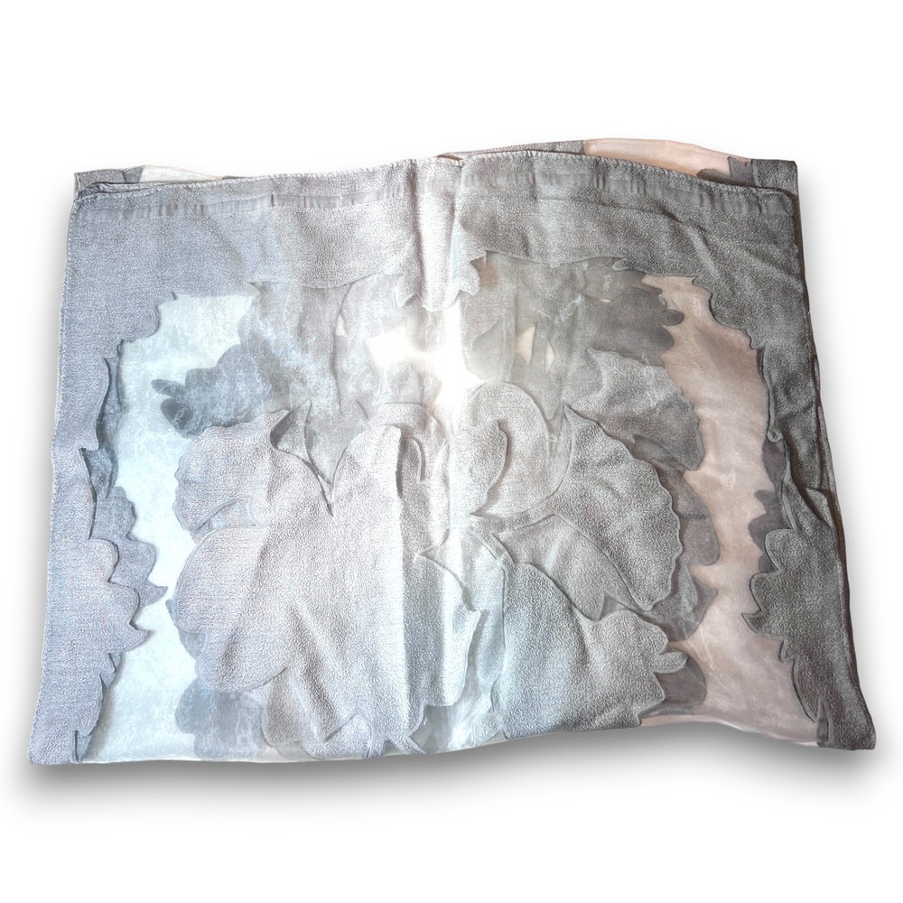J.Jill Grey Nickel Floral Sheer Scarf One Size Lightweight Wrap  23" x 72" - Picture 2 of 10